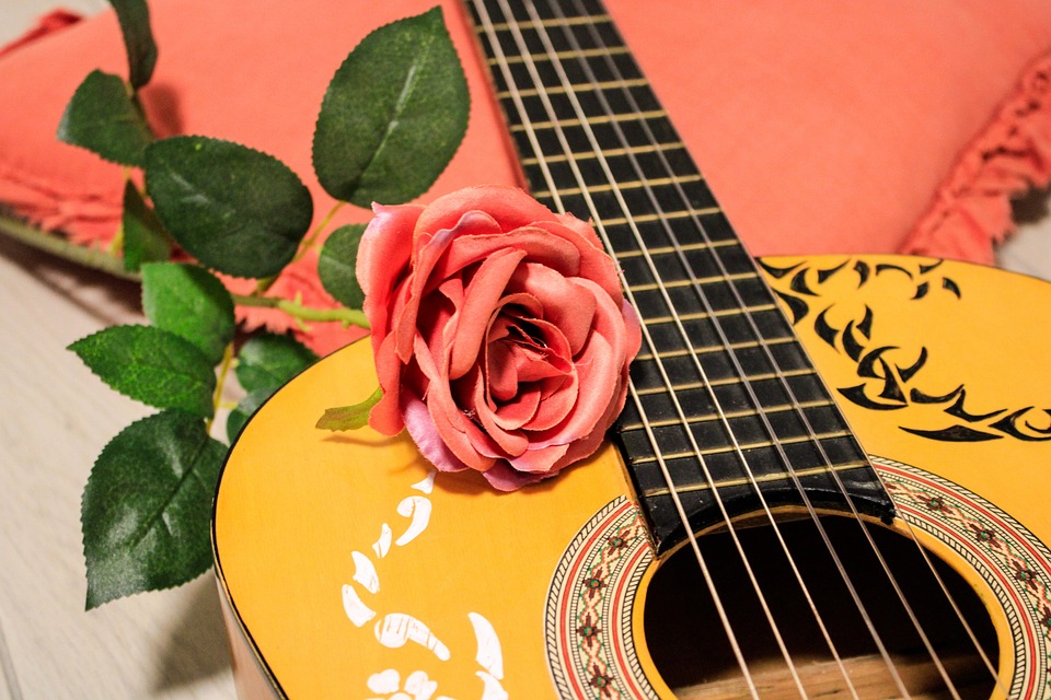 Guitar, Music, Love, Rose, Home, Relax, Red, Compose